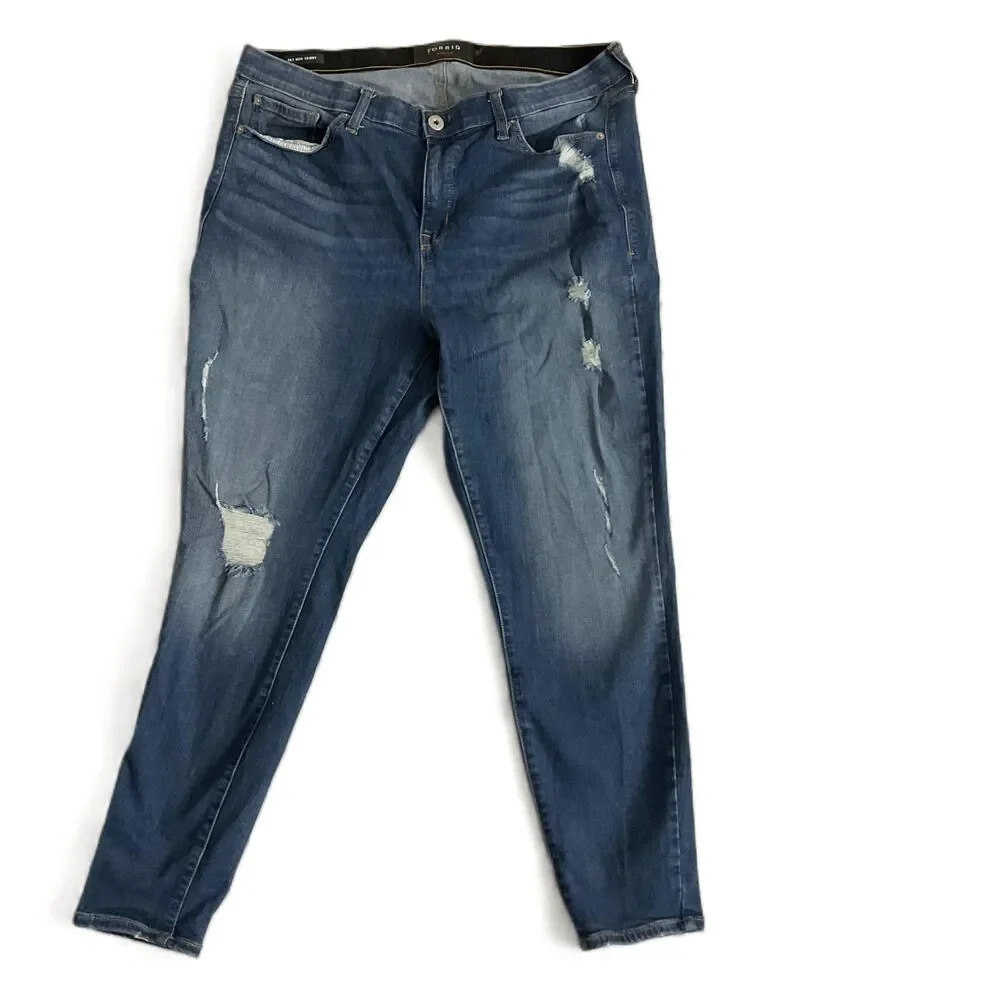 Torrid Blue Distressed‎ Ripped Sky High Skinny Jeans Size 20R